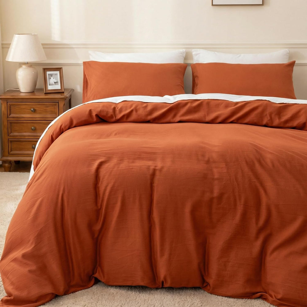 HeimenAogo Egyptian Cotton Duvet Cover Set King, Ultra Soft and Breathable Co...