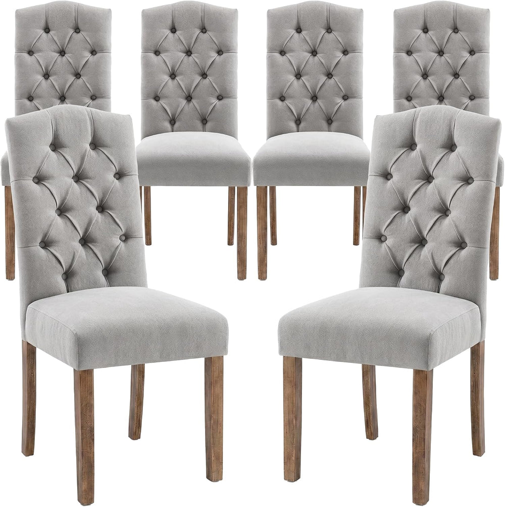 Tufted Dining Chair Fabric Button Upholstered Modern Kitchen Diner Set of 6