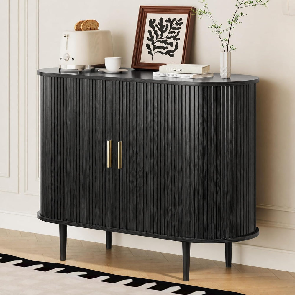 DHH Sideboard Buffet Cabinet with Storage,Mid Century Modern Fluted Accent Co...
