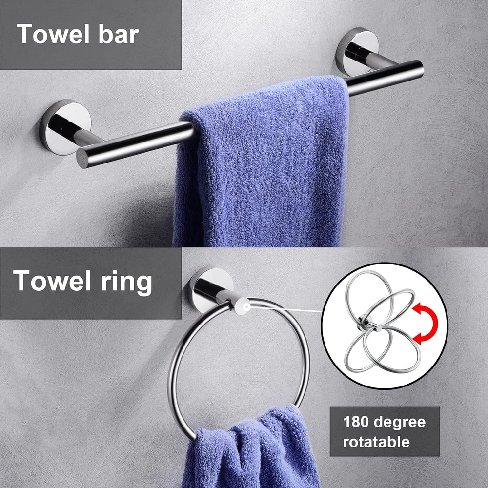 5 Pieces Polished Chrome Bathroom Hardware Accessories Set,Hand Towel Ring,16...