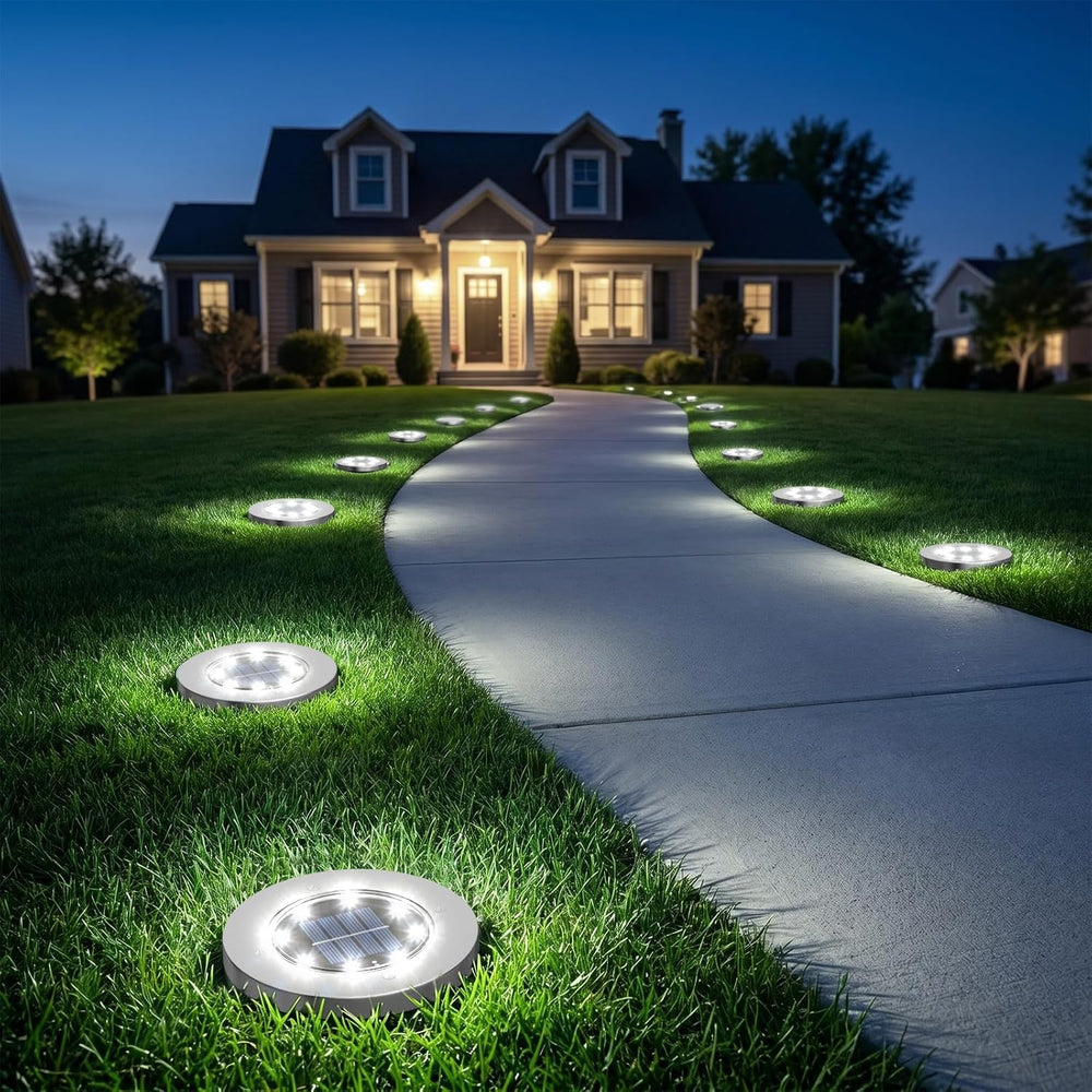 INCX Solar Lights Outdoor Waterproof, Cold White, 12 Pack Ground Lights