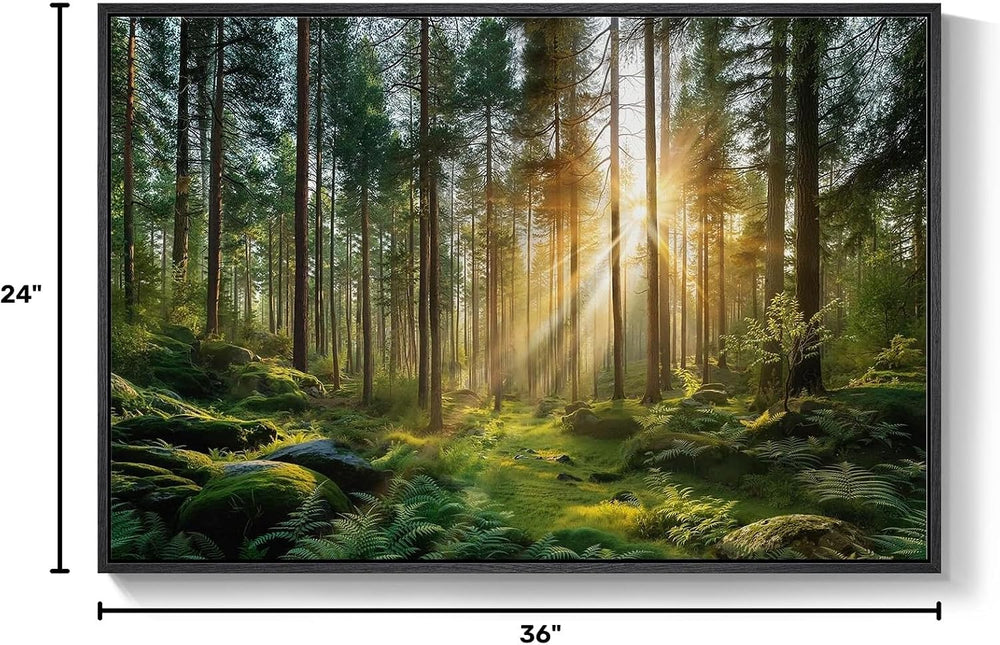 Framed Nature Forest Landscape Canvas Wall Art for Living Room, 24x36 Inch