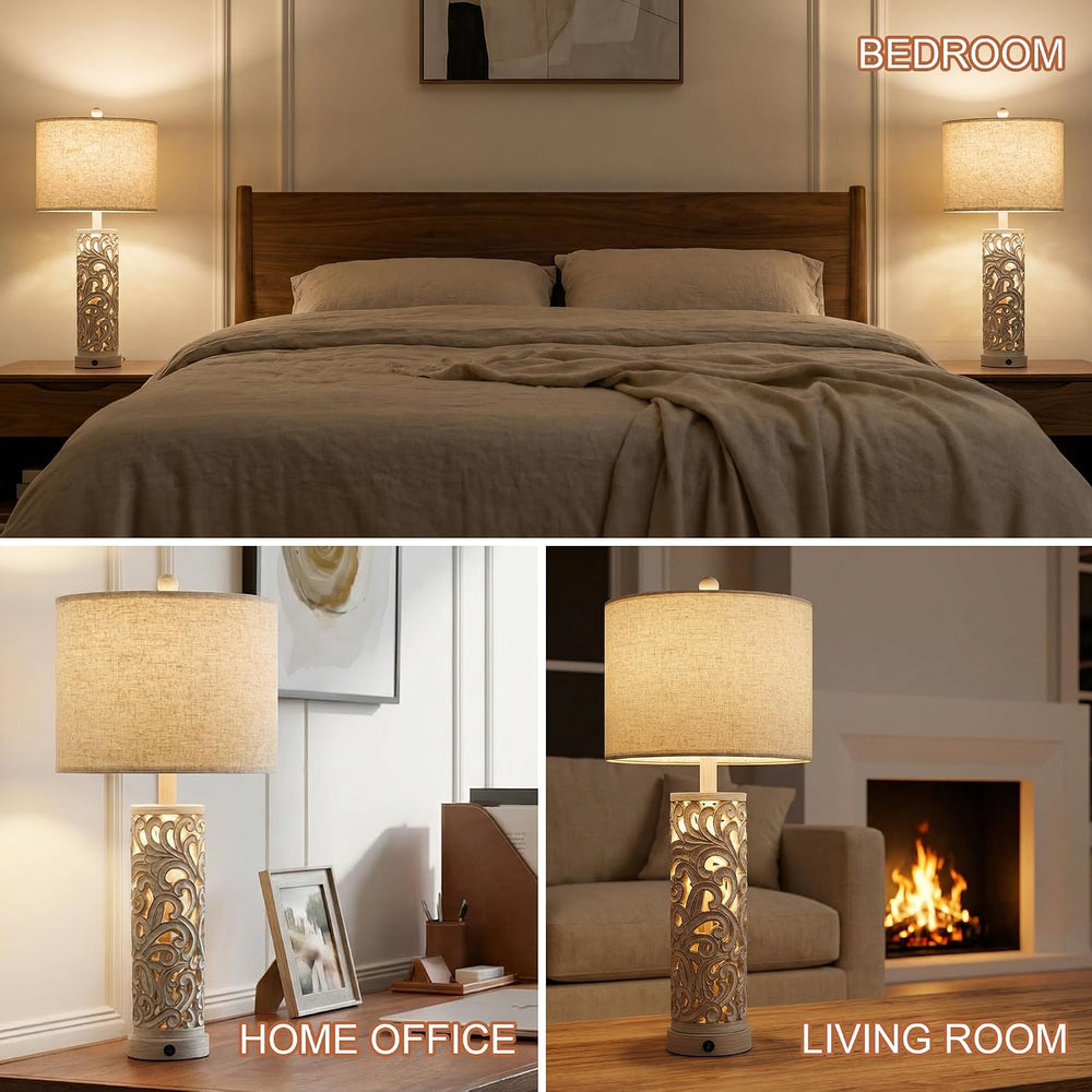 OYEARS 2-in-1 Light Table Lamp Set of 2 for Living Room, 28.5" Farmhouse...