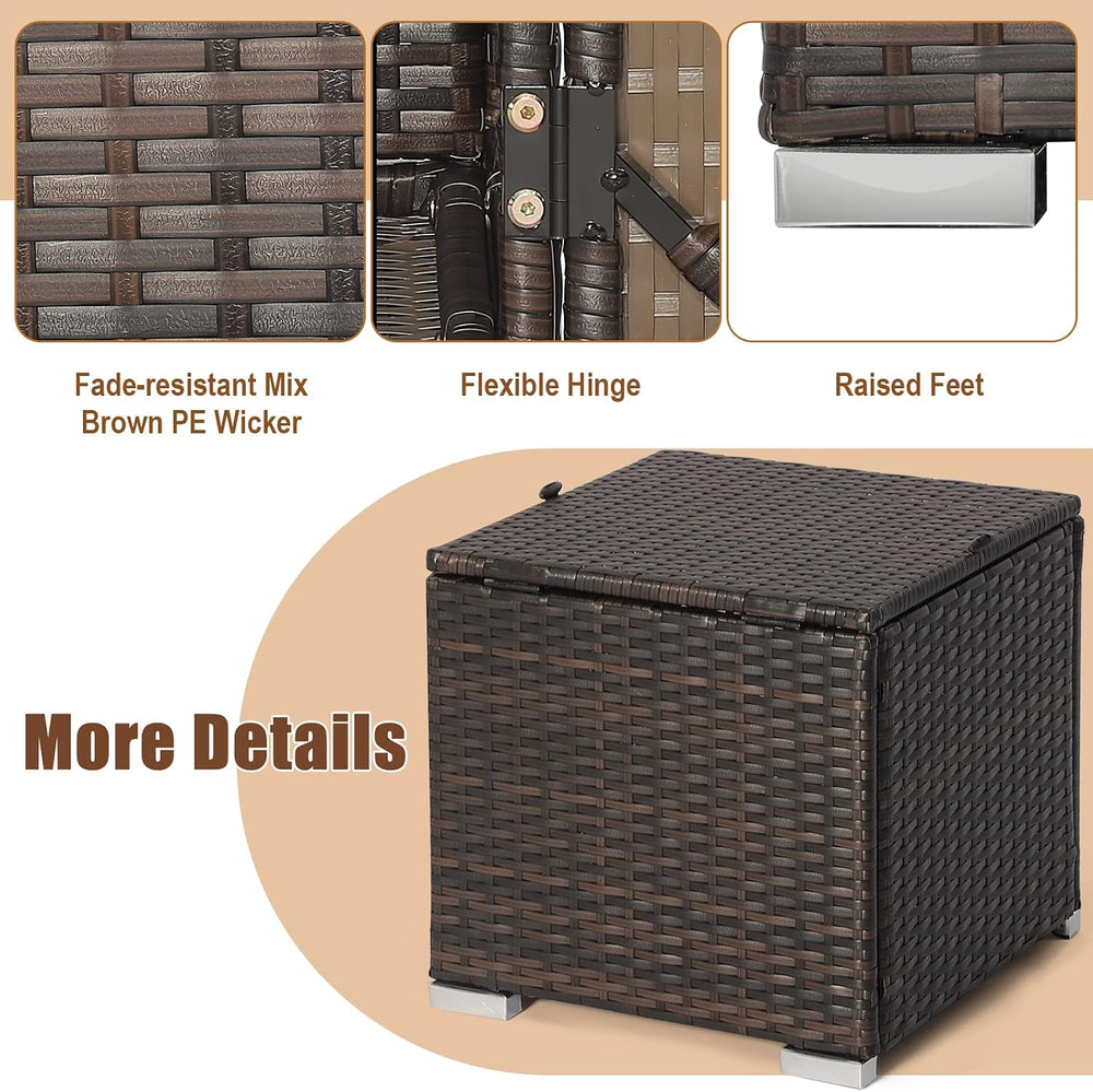 RELAX4LIFE 2-Piece Wicker Outdoor Storage Ottoman Set