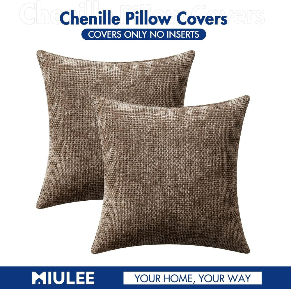 MIULEE Decorative Brown Euro Sham Pillow Covers 24x24 Inch 2 Pack