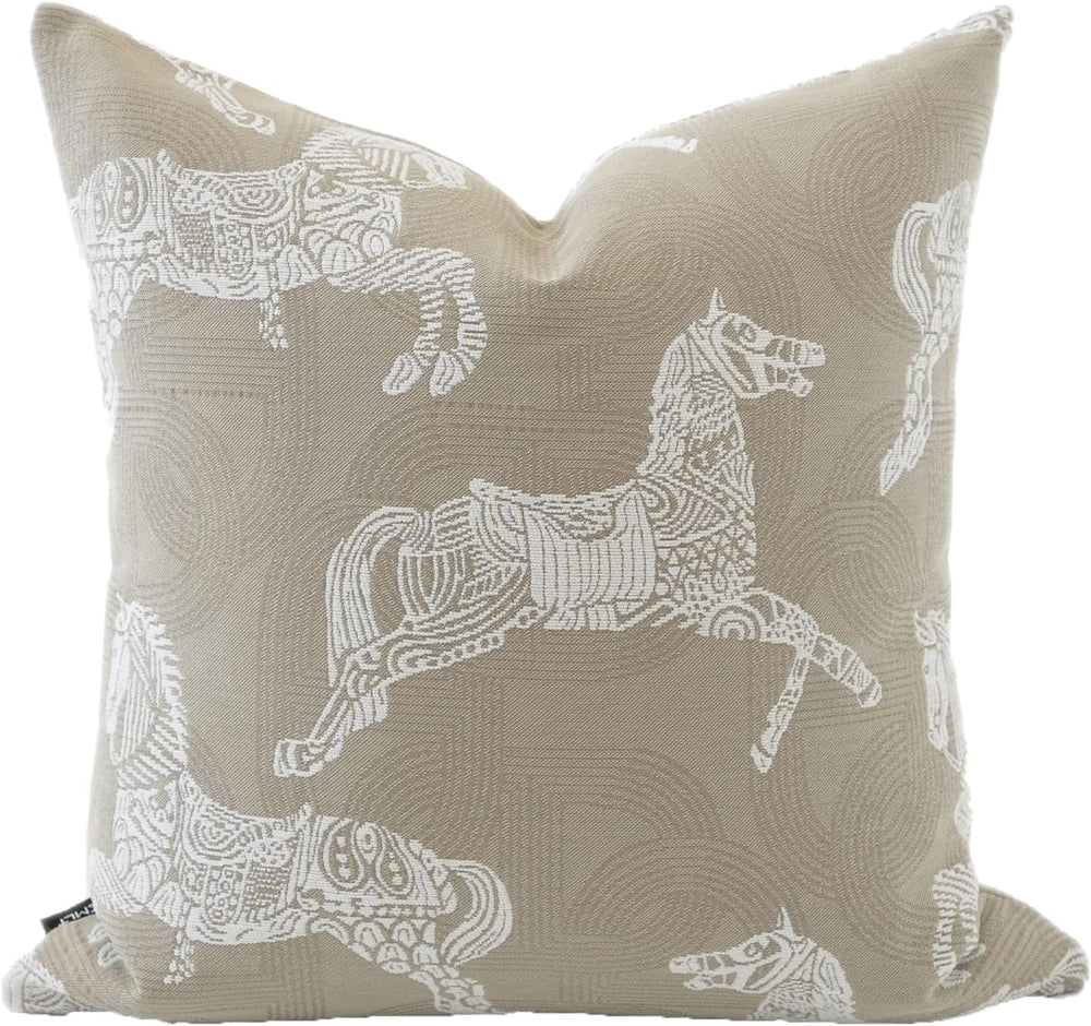 Croker Horse 20x20'' Inches Throw Pillow Cushion Cover - Beige Royal ...