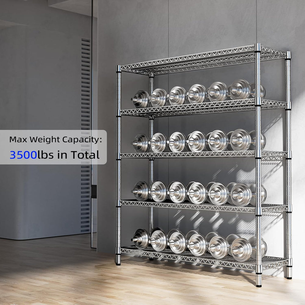 M MZG 3500LBS 59" W 5 Tier Storage Shelves Rack Metal Wire Shelving Unit...