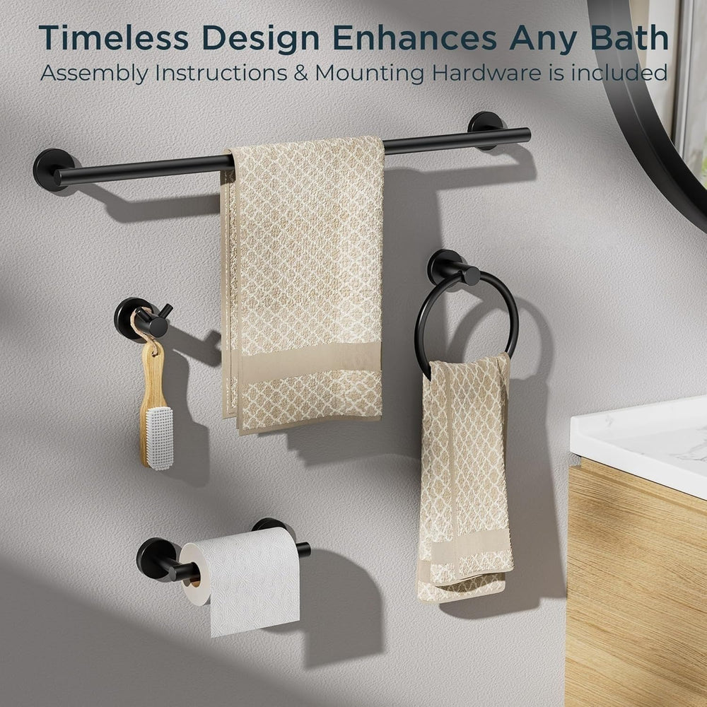 FORIOUS Bathroom Accessories, 4-Piece Bathroom Hardware Set - 18" Towel Bar