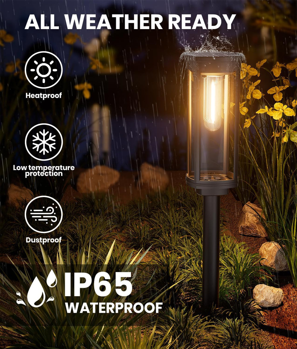 NEWMESSI Solar Lights Outdoor Waterproof, 8 Pack, Warm White, Clear Shade