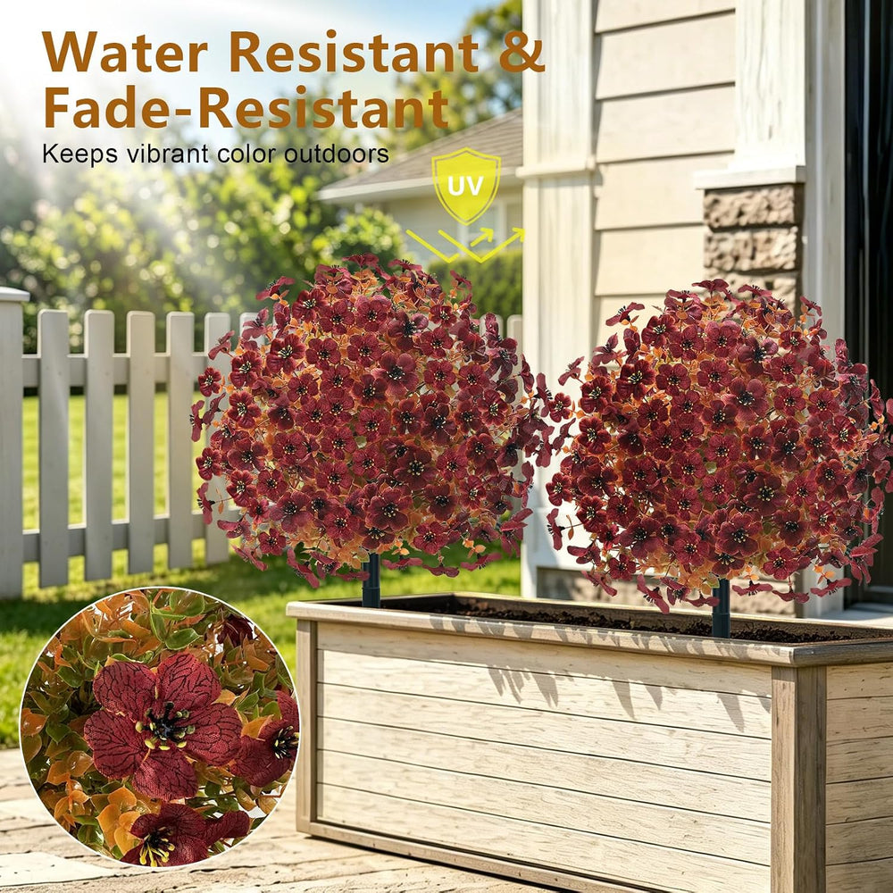 2Pcs Artificial Fall Flowers for Outdoors, Fake Mums Plants Autumn Decor