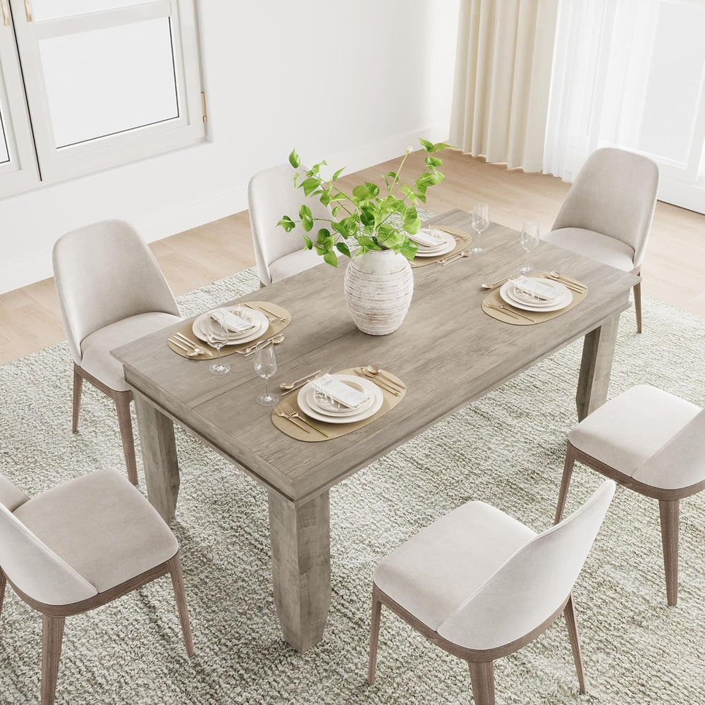 GarveeHome Farmhouse Dining Table for 4-6 People, 63" Long Kitchen Tables