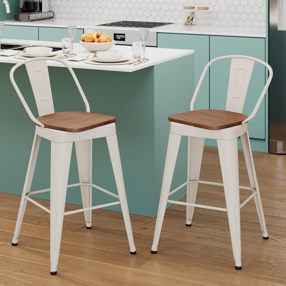 Aklaus Swivel Metal Bar Stools 26 inch Swivel Counter Height Barstools Set of...