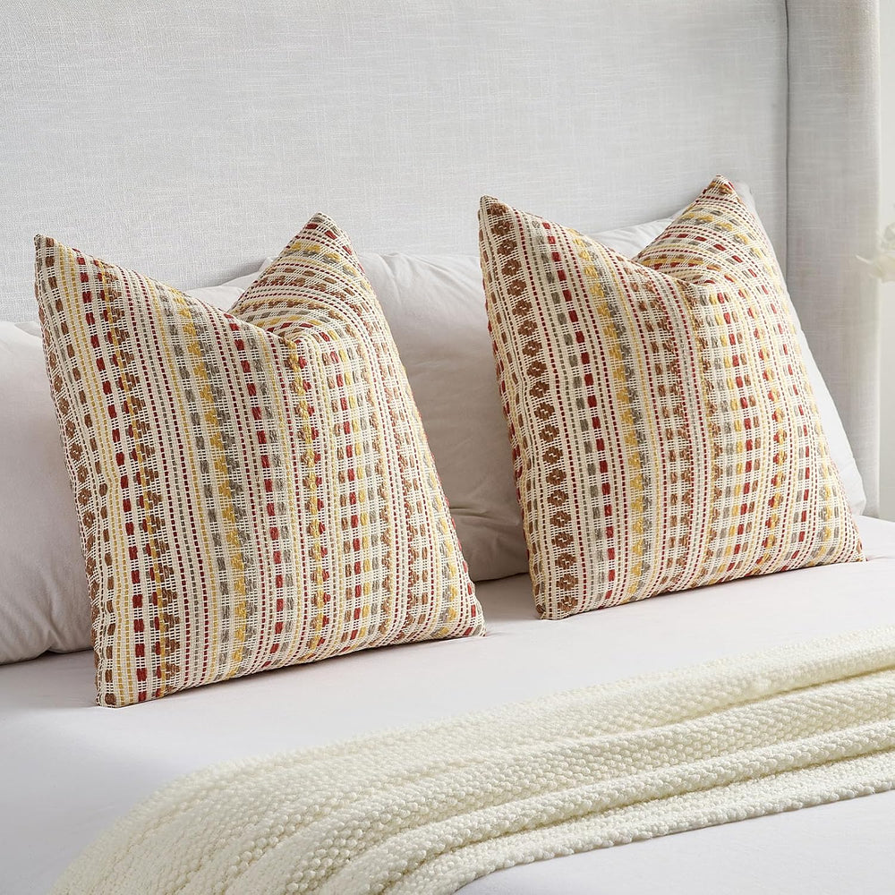 FUTEI Pack of 2 Boho Throw Pillow Covers 20x20 Inch, Brown Red