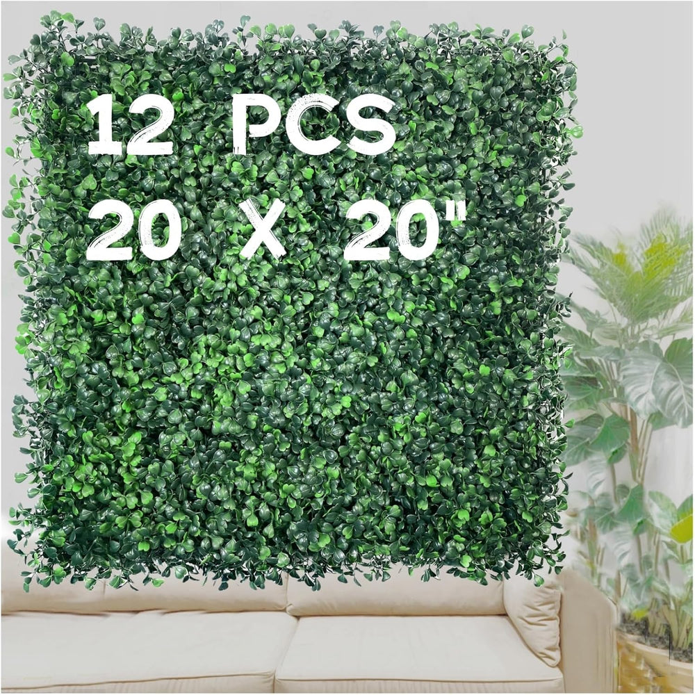 Grass Wall Panels 12Pcs 20×20 Maintenance-Free Privacy Fence Decor