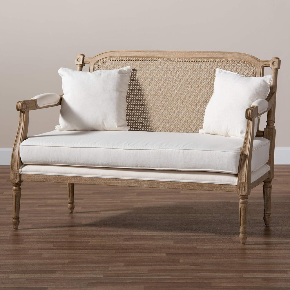 Baxton Studio Love Seats, Ivory/Oak