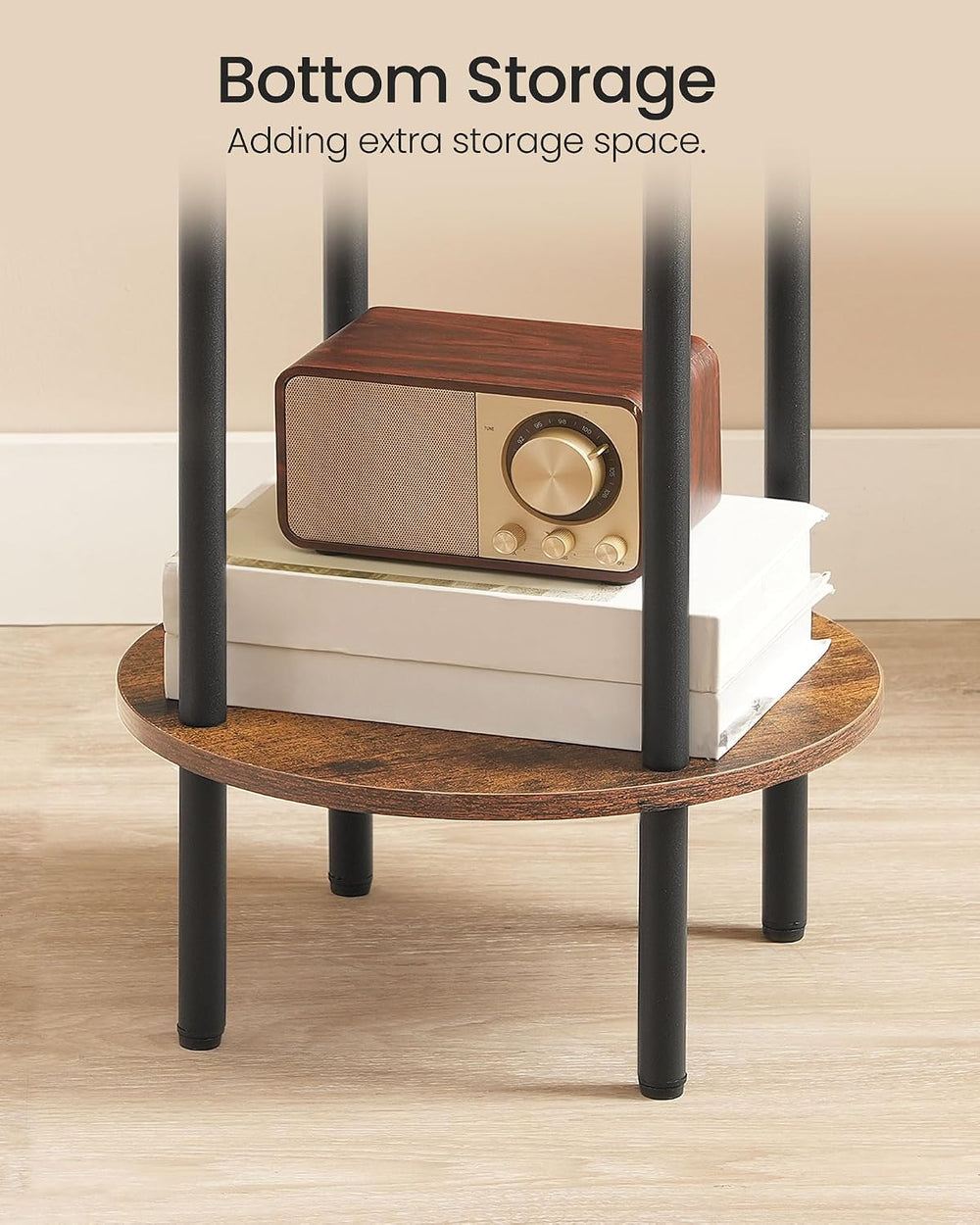 CHOEZON Side Table Set of 2, 2-Tier Round End Table, Small Nightstand with St...
