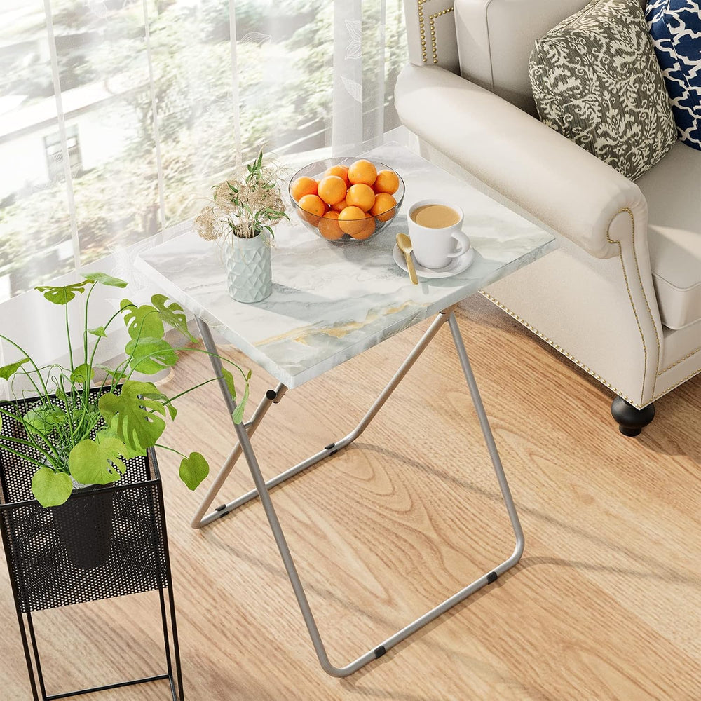 Folding TV Tray Table Set of 2,Dinner Snack Trays Table for Eating on Couch,P...