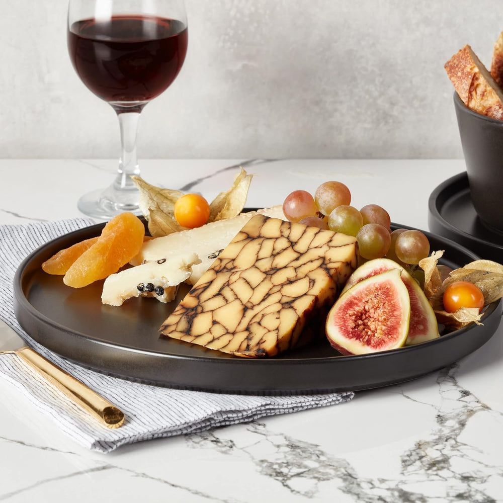 Stone Lain Celina Stoneware 16 Piece Dinnerware Set, Plates and Bowls, Black ...