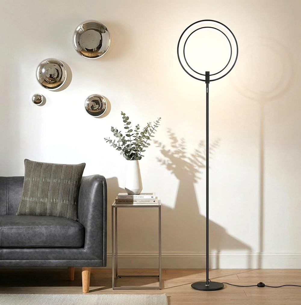 Brightech Eclipse Dimmable LED Floor Lamp, Modern Torchiere Floor Lamp for Li...