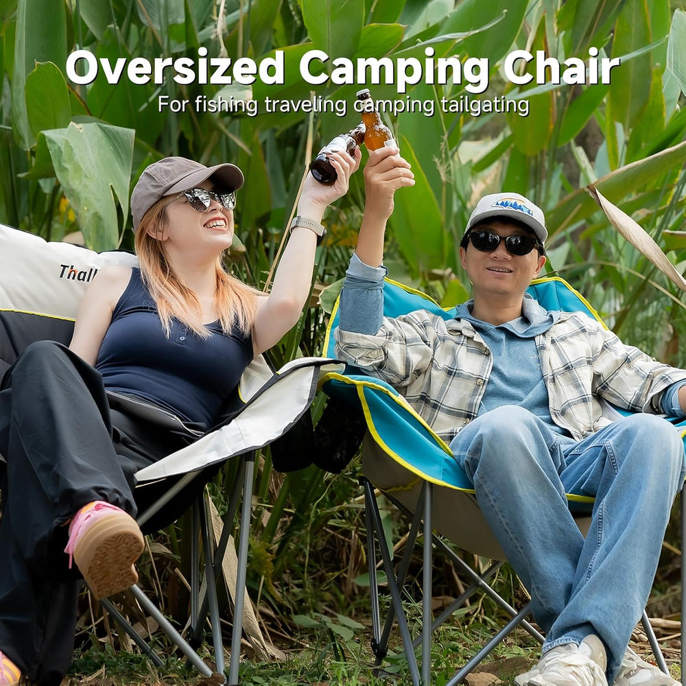 Oversized Camping Chair for Adults – Heavy Duty Folding Chair with Cup Holder...