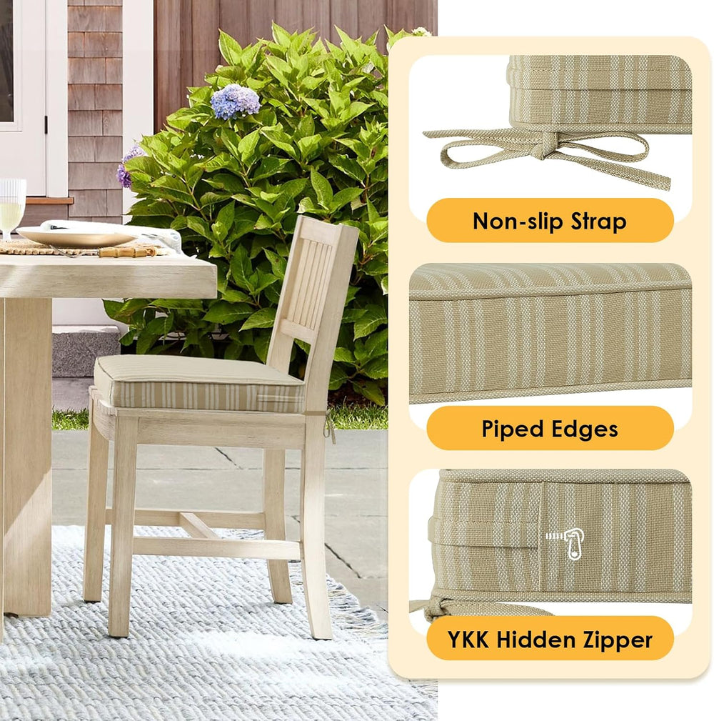 Outdoor Square Corner Seat Cushion, 19"x19"x3", Set of 4, Non ...