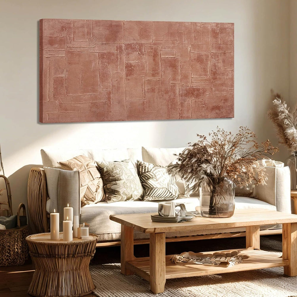 GAIDUOMAI Pink Canvas Wall Decor Geometric Abstract Wall Art Textured Room De...