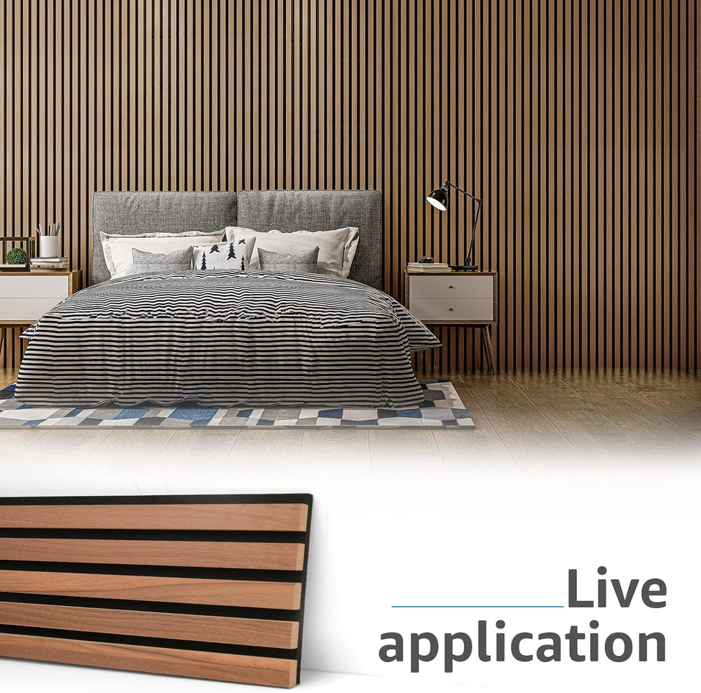 Art3d 4-Pack Soundproof Wood Slat Wall Panels, 94.5 x 7.9 Inch, Walnut