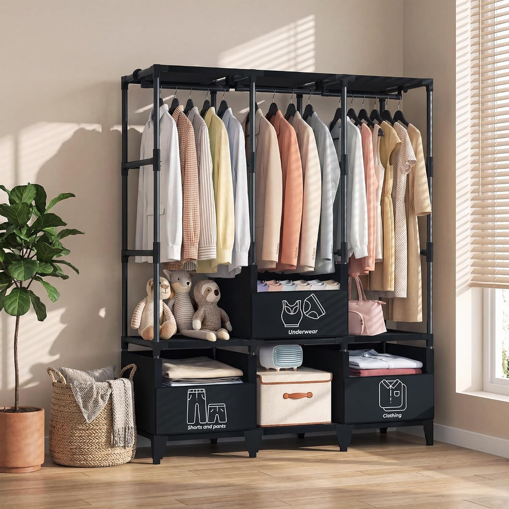 LOKEME Portable Closet,Sturdy Stable Large Capacity Wardrobe Closet