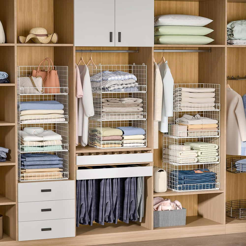 Yociyoga 4-Tier Stackable Closet Organizers and Storage Basket, Foldable Clos...