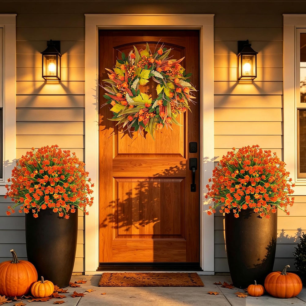 Yangrass 2 Pack Fall Artificial Flower Topiary Balls with Ground Spike