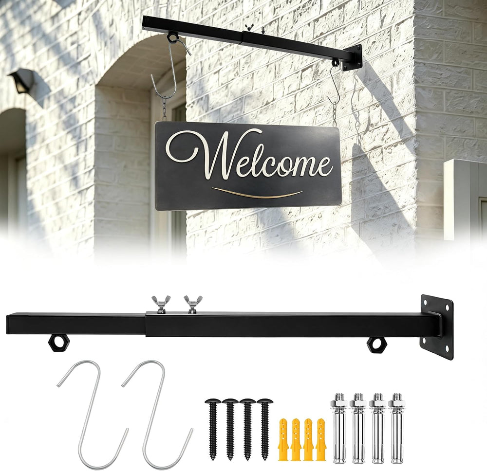 Hanging Sign Bracket 18.9-27.5Inch Adjustable Metal Wall Sign Hanger Holder