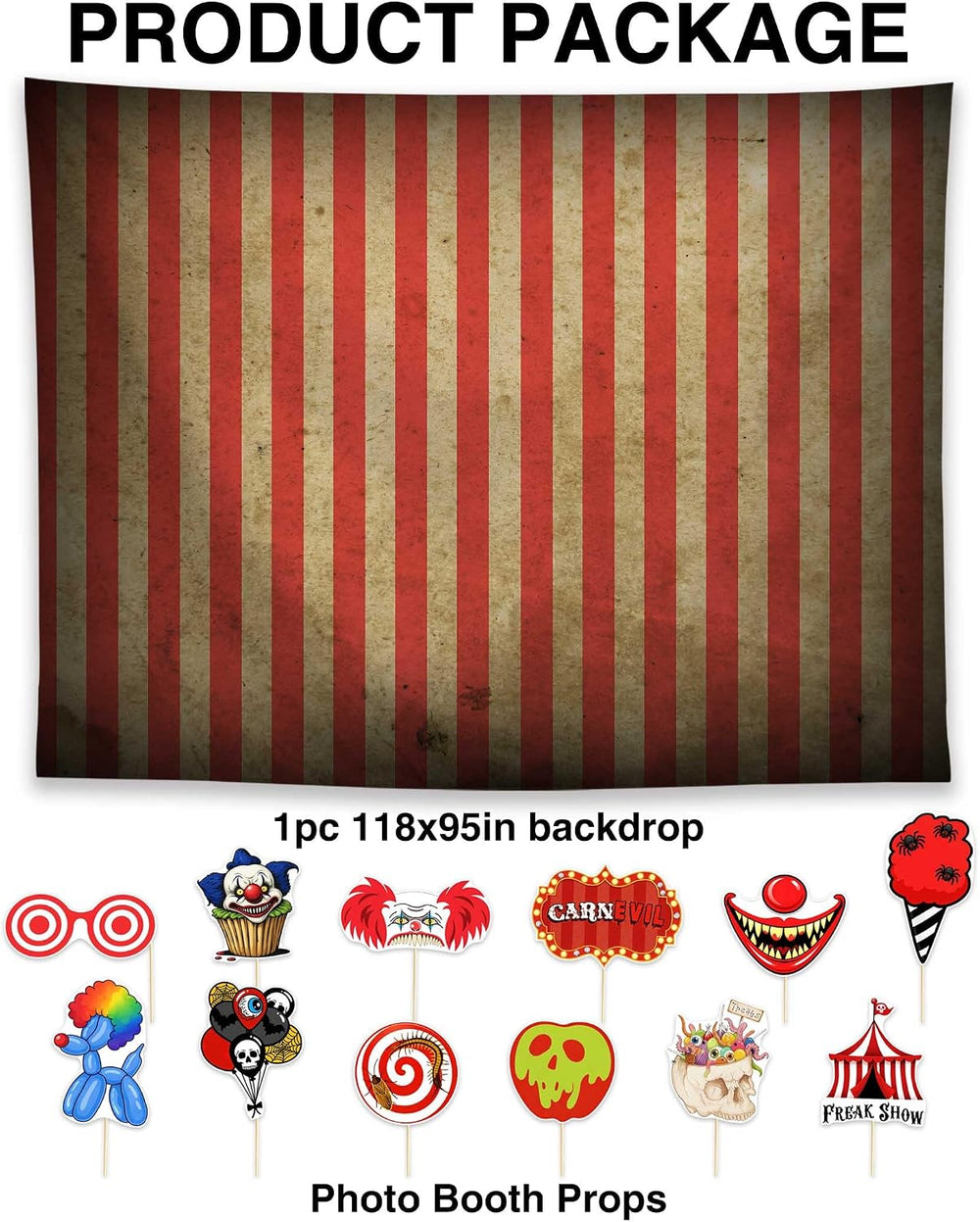 Allenjoy 118" x 95" Halloween Carnival Photography Backdrop with Ph...