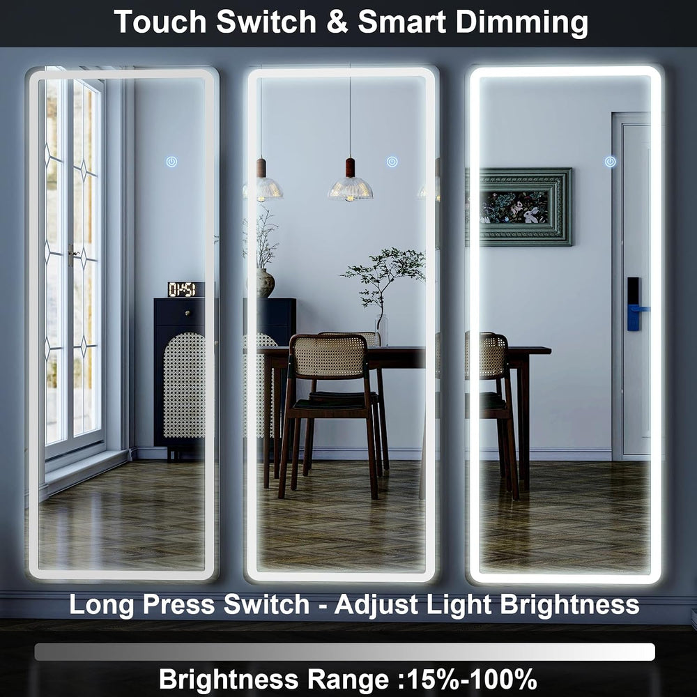 GLSLAND 56" x 20" Full Length Mirror, LED Lighted Floor Standing Mi...