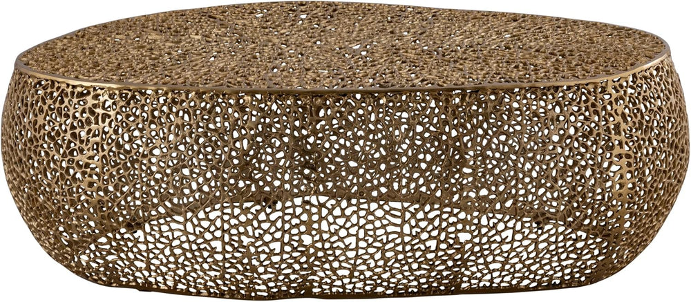 50" Gold Aluminum Oval Coffee Table