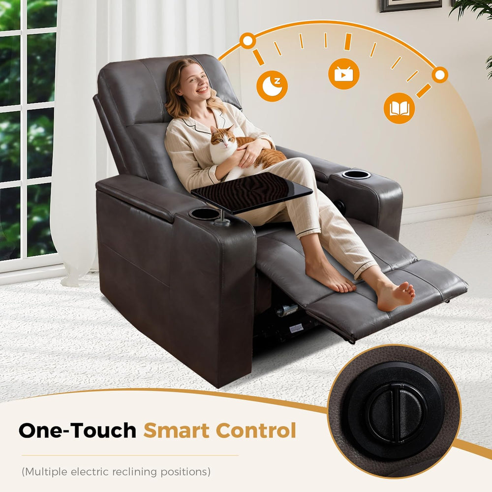 ANJ Power Recliner Chair Electric PU Leather Recliners Soft Home Theater Seat...