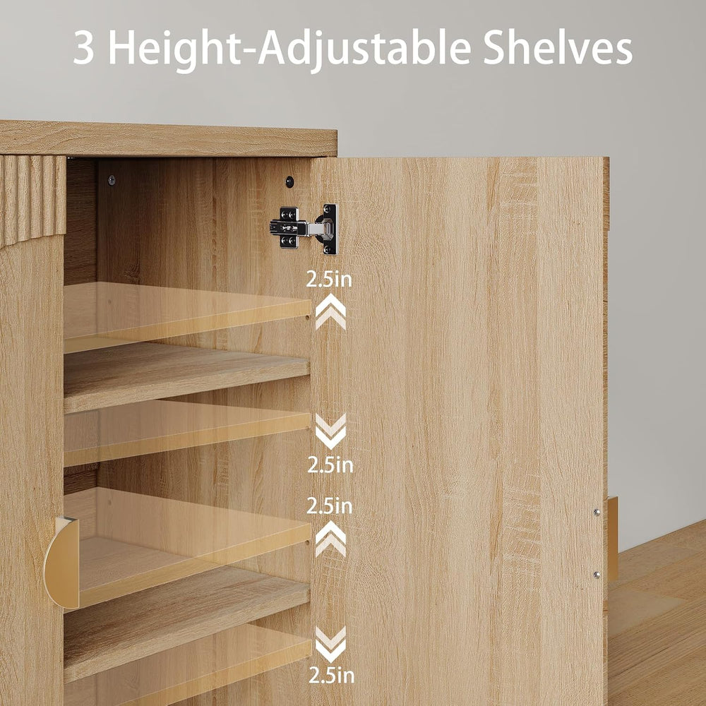 31.5" Fluted Sideboard Cabinet with Shelves & Soft-Close Doors(1,Lig...