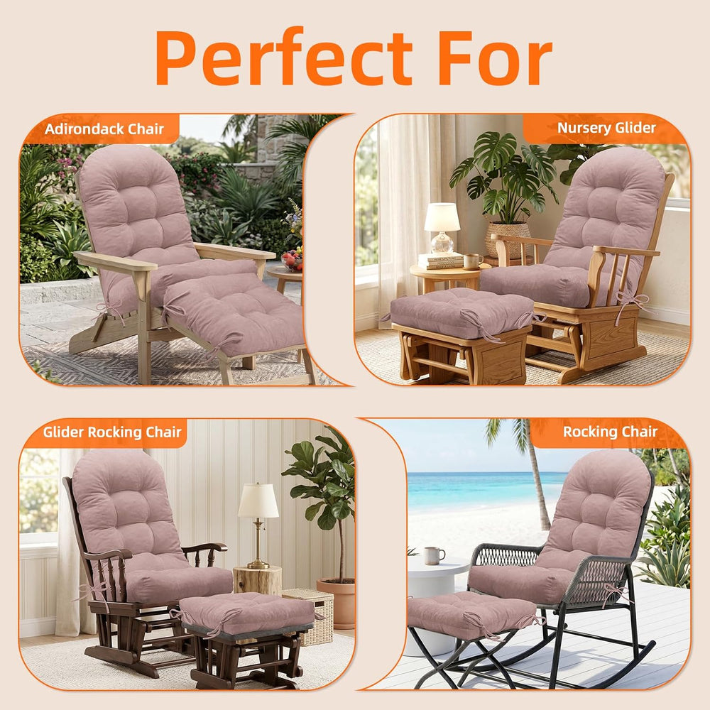 Rocking Chair Cushion Set, Ottoman Cushion Included, Pink