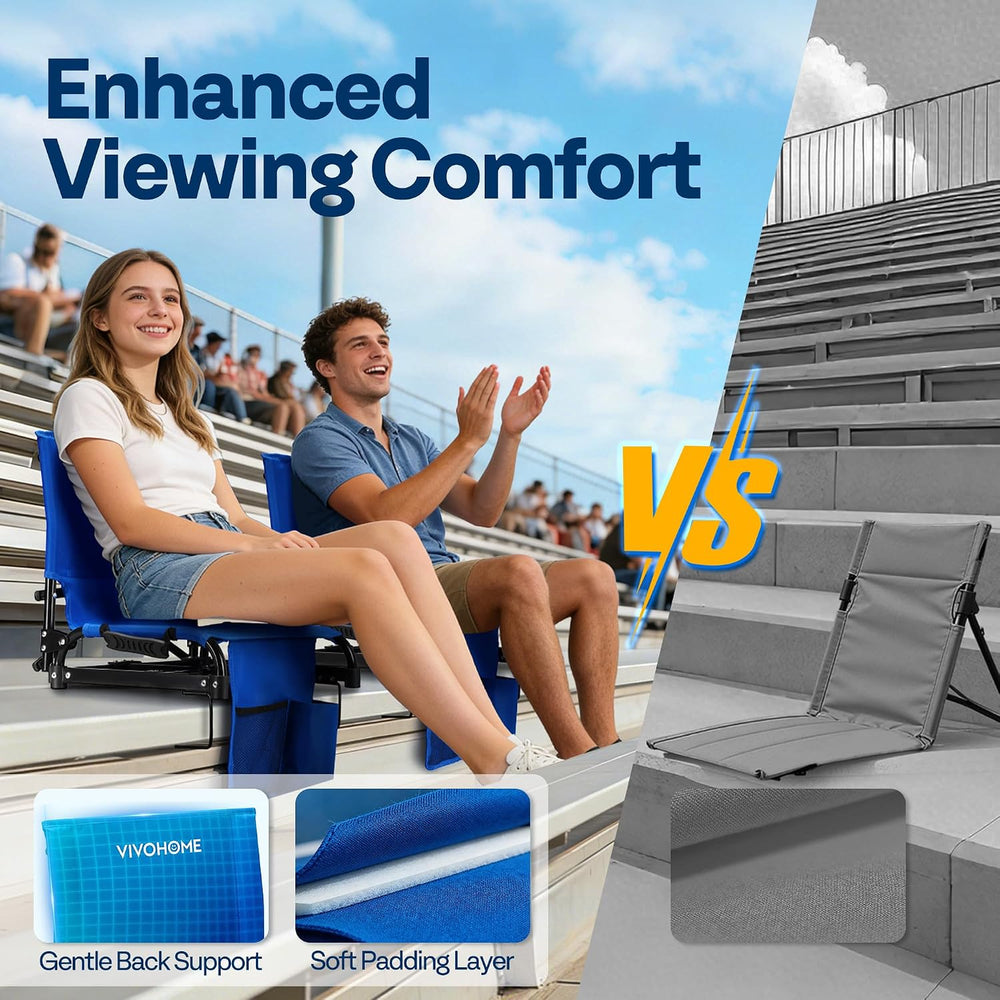VIVOHOME Ultra-Compact Folding Stadium Seats with Back Support
