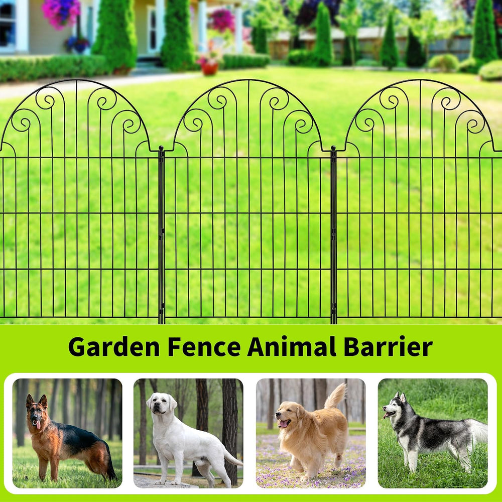 Garden Fence 5 Panels, 42 in H Above Ground, No Dig Metal Fence