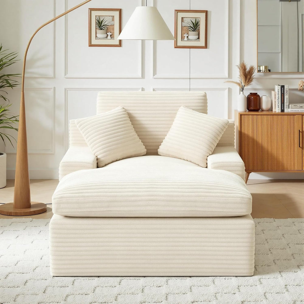 Chaise Lounge Chair Indoor, 63" Boneless Lounge Chair with Plush Corduro...