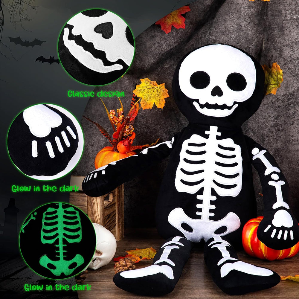 Simgoing Halloween Skeleton Plush, Glow in The Dark Skeleton Plush Pillow