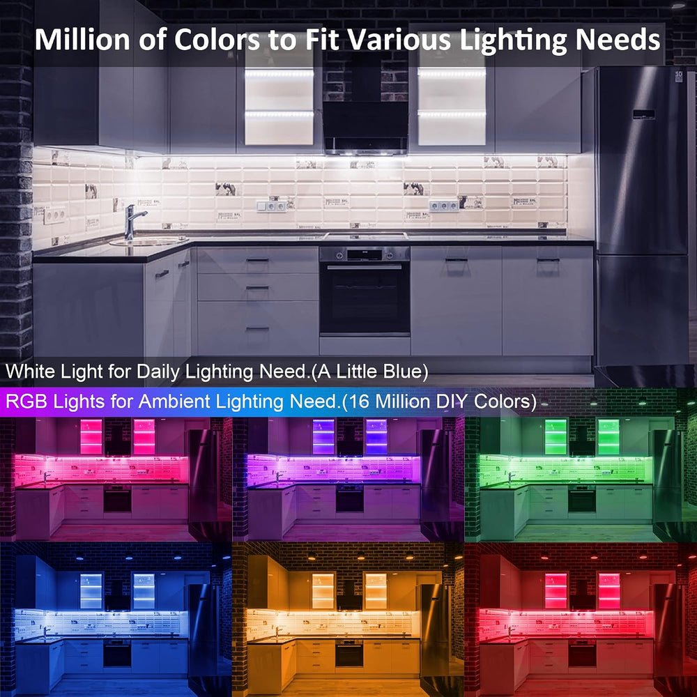 Benreom 6 Pack RGB Under Cabinet Lights with App and Remote Control