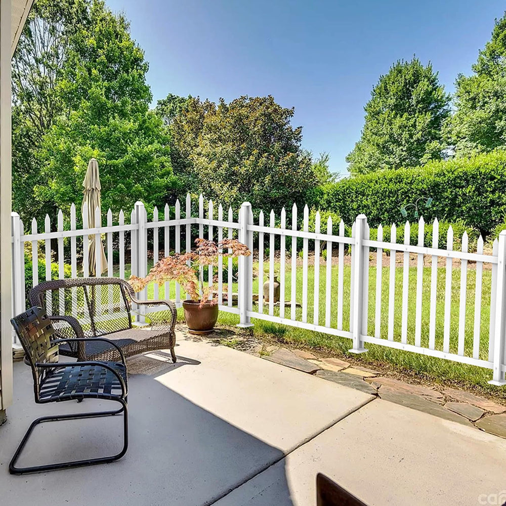 1 Set Vinyl Picket Fence Panels White 84''Wx36''H PVC Decorat...