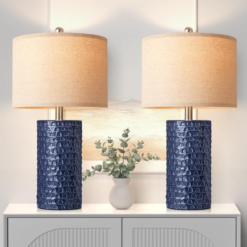 PARTPHONER 23" Modern Ceramic Table Lamp Set of 2, Table Lamps for Livin...