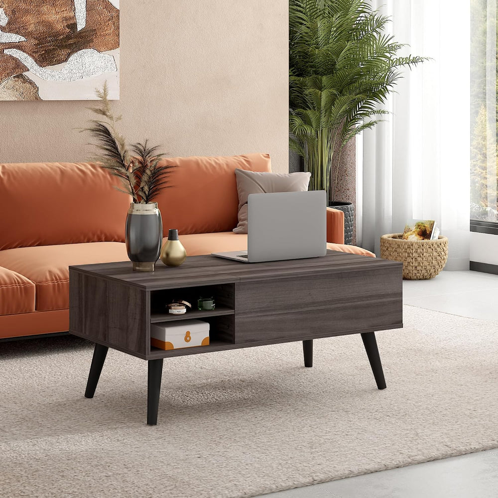 WLIVE Lift Top Coffee Table with Hidden Storage, Adjustable Shelf, Grey