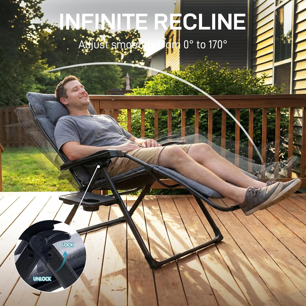 EVER ADVANCED Aluminum Zero Gravity Chair, 2.4" Padded, 350 lb Capacity
