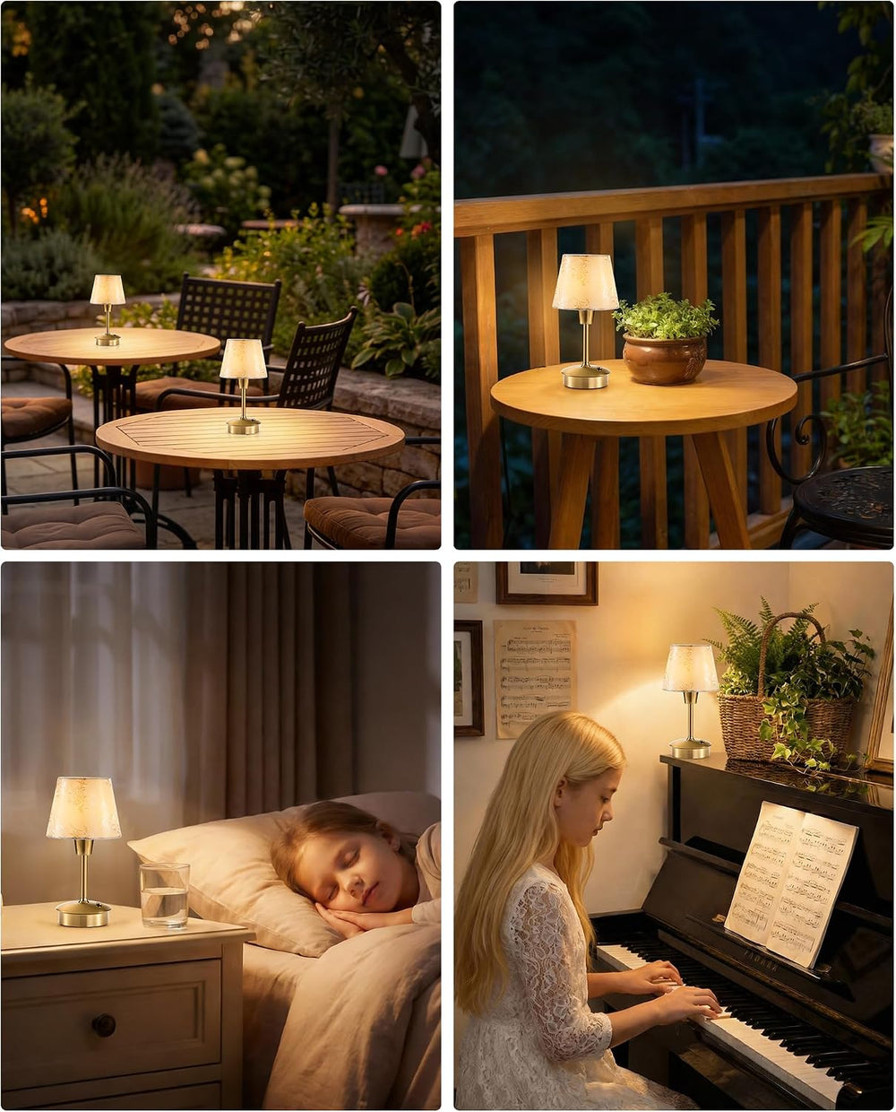 UMEXUS 2 Pack 9.8'' Small Cordless Table Lamp, Battery Operated Touch...