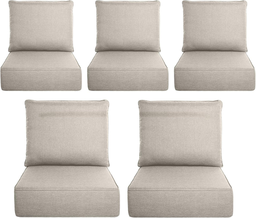 Luxury 6" Thick Outdoor Cushion Set 5 - 22x24 Patio Furniture Cushions w...