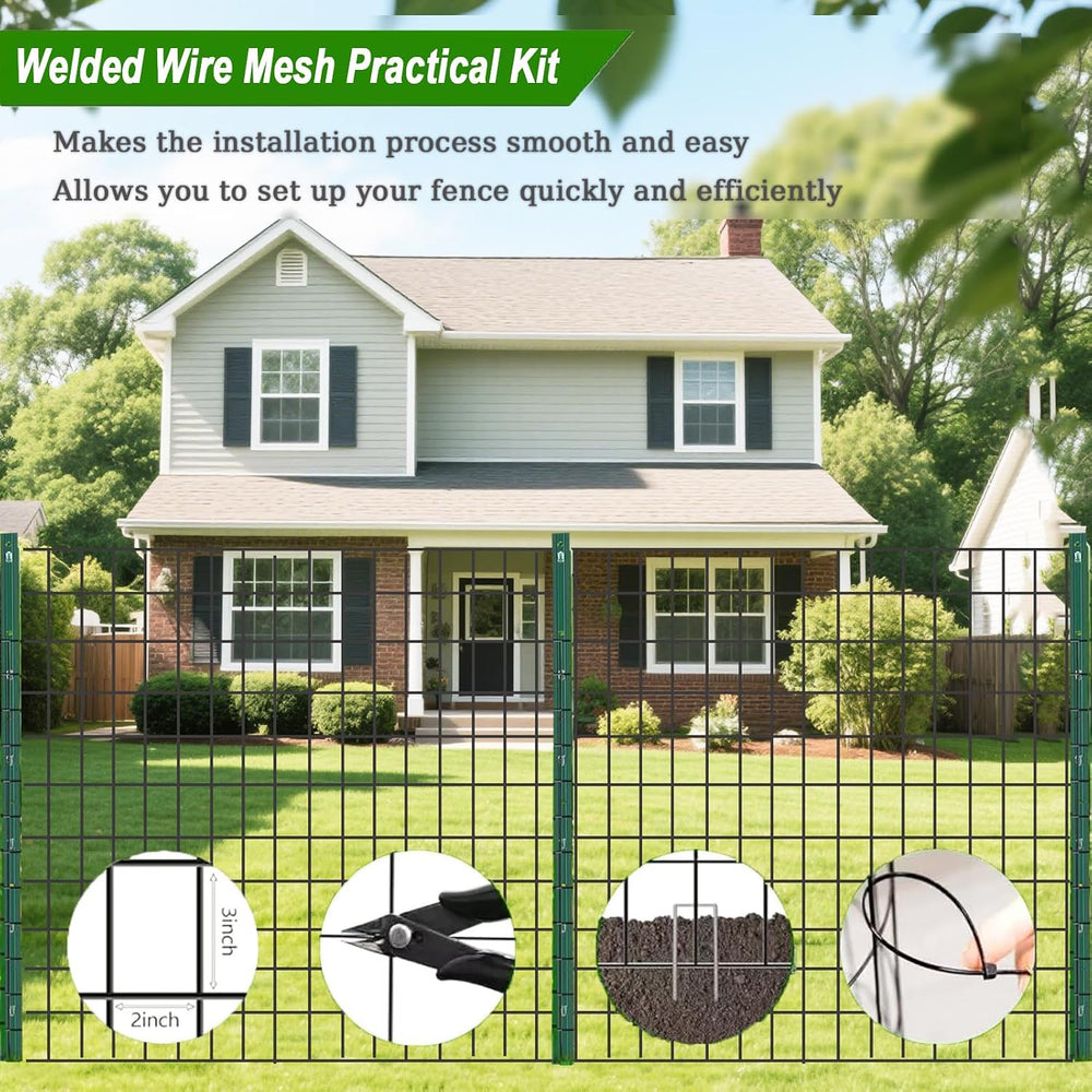 Welded Wire Fence 24inch x 50ft Roll,16 Gauge 2" x 3" Mesh Black