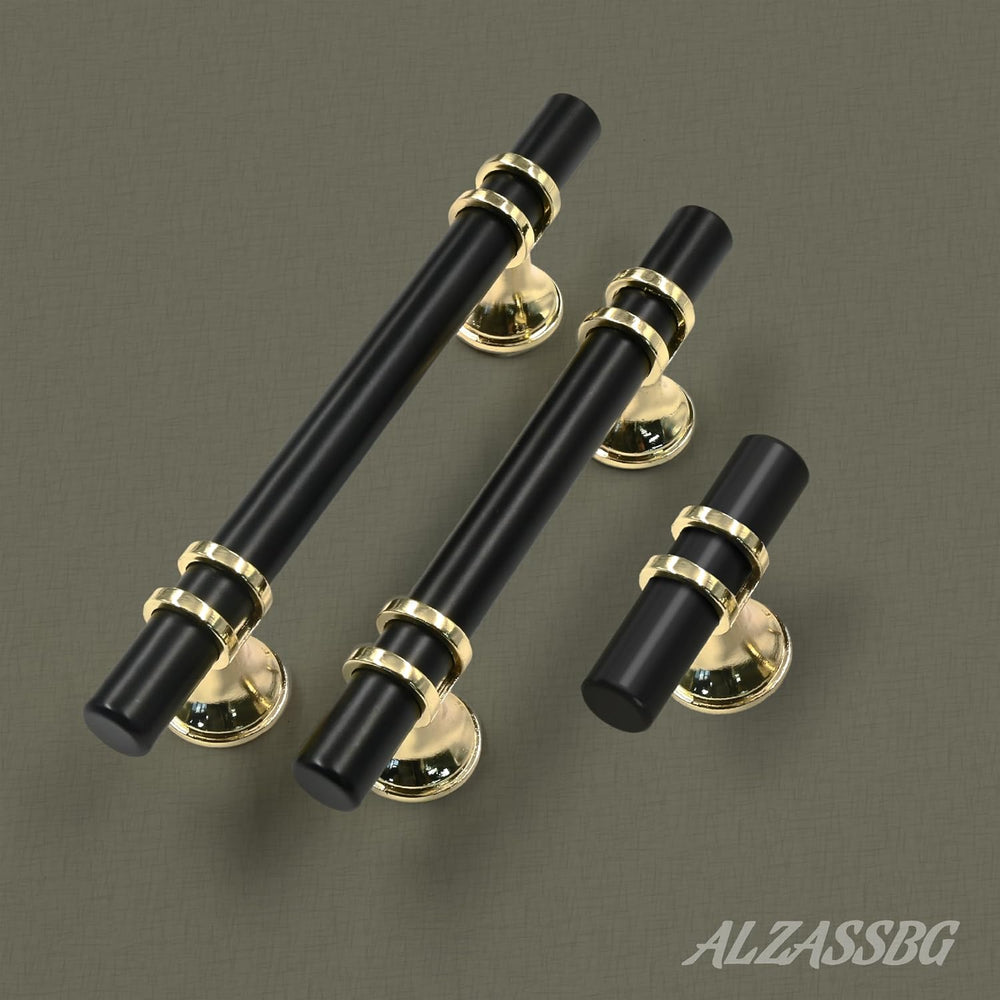 Alzassbg 3-3/4" Black and Gold Cabinet Pulls 10 Pack, AL3097KM